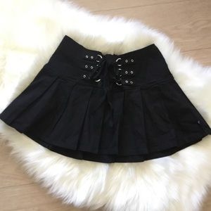 ROYAL BONES Black Micro Mini Skater Skirt